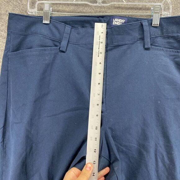 Lands' End Pants Women 16 Plus Blue High Rise Chino Flat Front Skinny Cotton - Picture 6 of 11
